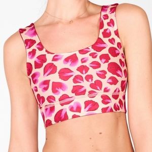 Fabletics NWT Reversible Red Petals Sports Bra XL